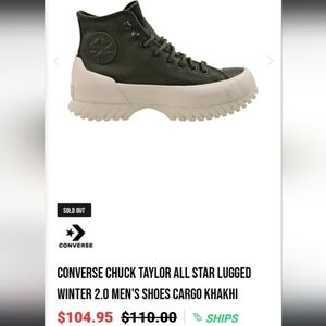 Converse Leather Unisex Cargo Green White Lugged Sole Moto Boho 2.0 High Top